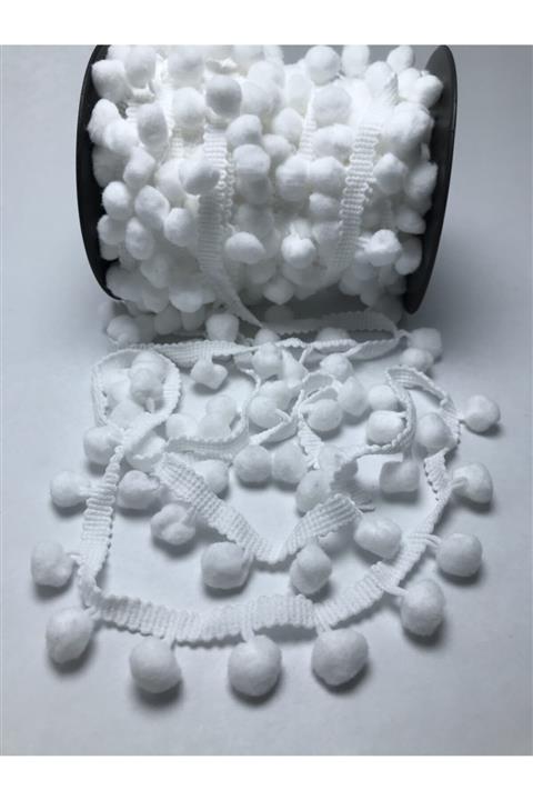 ÇiçekTuhafiye Beyaz Şerit Ponpon  5 mt