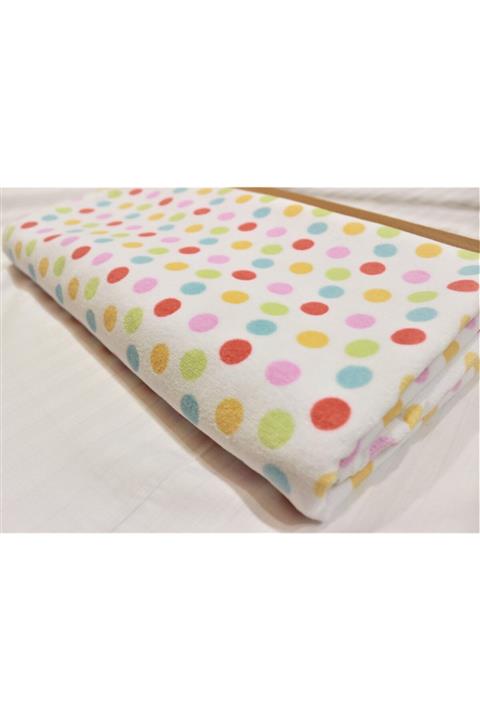 Ender Home 90x165 Baskılı Plaj Havlusu Kadife Puantiye Desen Bebek Havlusu Çocuk Havlusu Banyo Havlusu