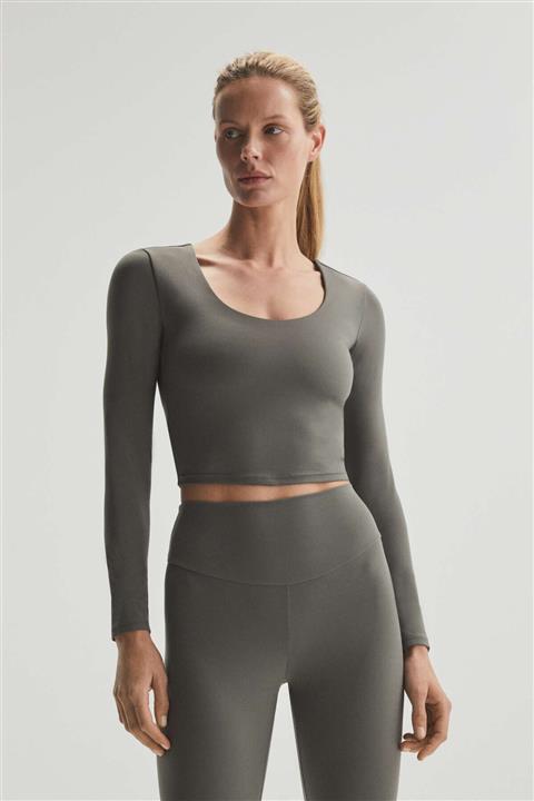 Oysho Comfortlux Uzun Kollu Crop Tişört