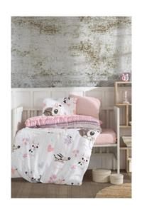 LadyModa %100 Pamuk Baby Sweety Dogs Pink Bebek Nevresim Takımı