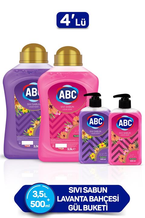 ABC Sıvı Sabun 3500 + 500 ml (Gül+Lavanta) x 2 Adet