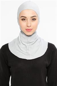 Ecardin Boyunluklu Hijab Bone - Gümüş Gri -