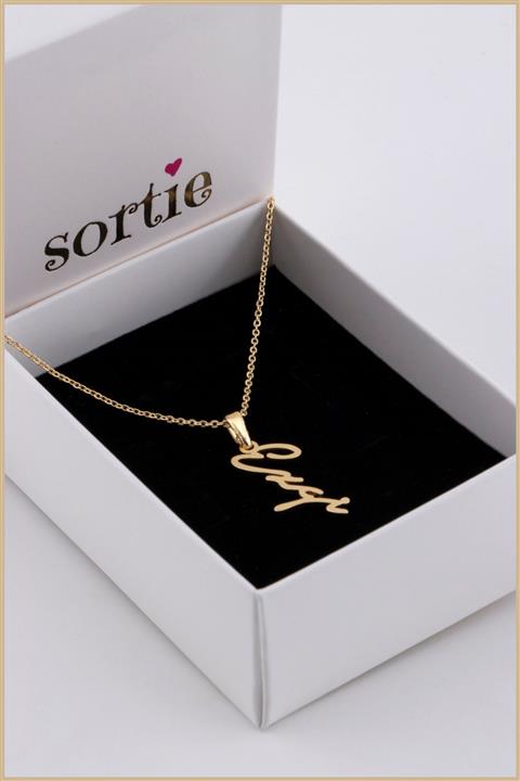 Sortie Aksesuar Kadın Altın Ezgi İsimli Çelik Kolye