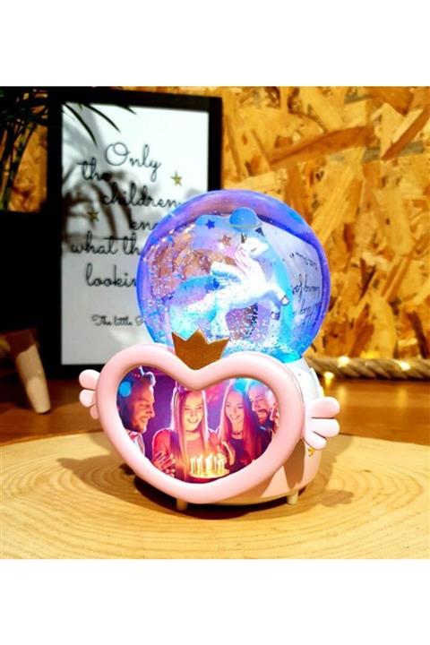 BENT Fotoğraf Çerçeveli Unicorn Işıklı Müzikli Otomatik Kar Küresi