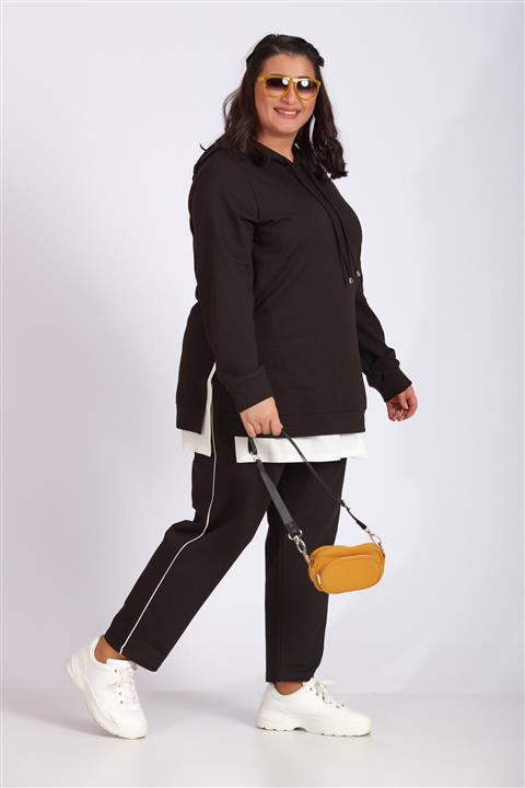 Büyük Moda Kontrast Detaylı Eşofman Takım