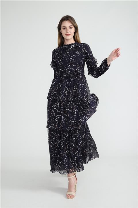 Moodbasic Desenli Şifonlu Elbise