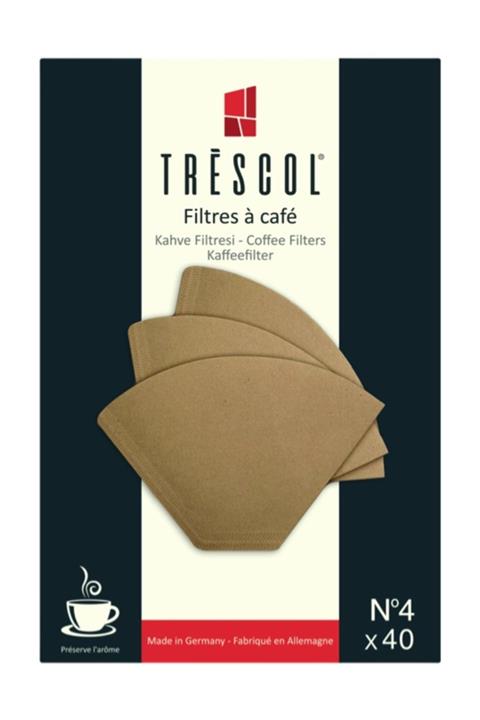 TRESCOL Kahve Filtresi 4 Numara (büyük Boy) 40 'lı Paket (naturel Kağıt)