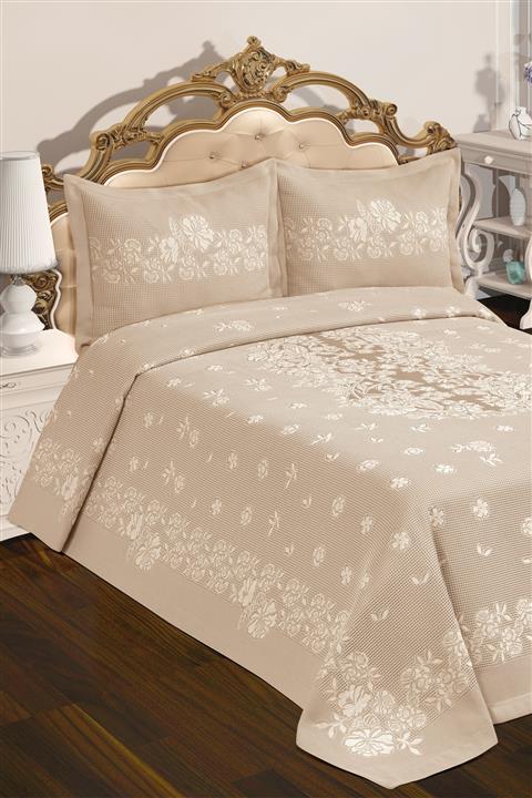 BİRHOME Calvina Pano Pamuk Çift Kişilik Yatak Örtüsü (Kahve)