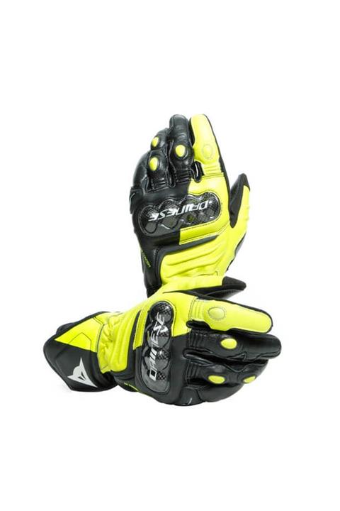 Dainese Carbon 3 Long Deri Eldiven Black Fluo White Yellow