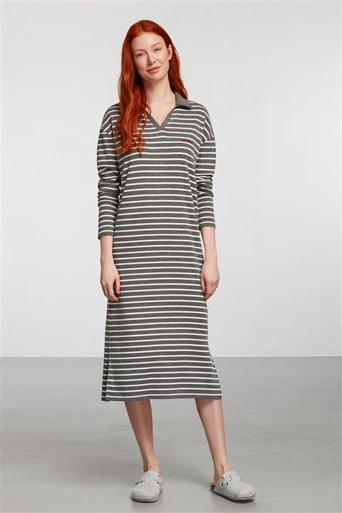 Catherine's Antrasit Polo Yaka Örme Elbise