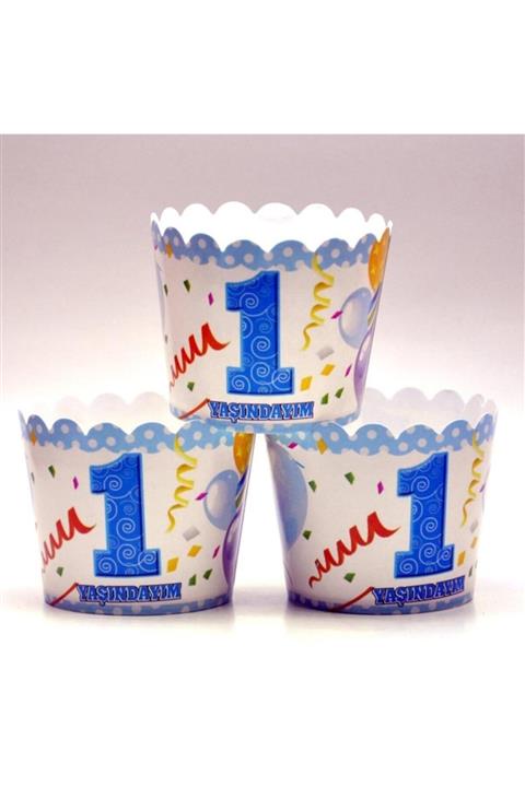 dorashopping 1 Yaş Mavi Cupcake (pasta Süsleme) Kabı (25 Adet)