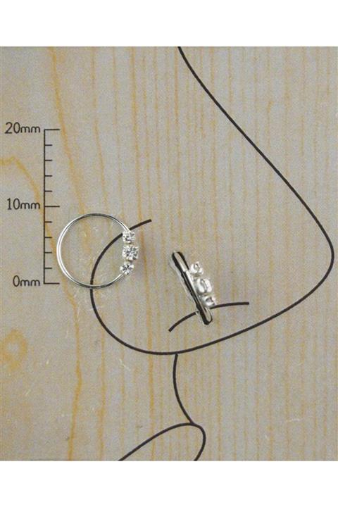 Miss Pisi Üç Taş Yan Gümüş Halka-septum Hızma