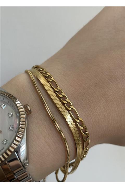 KİLİGİSTANBUL Üçlü Görünüm Çelik Bileklik