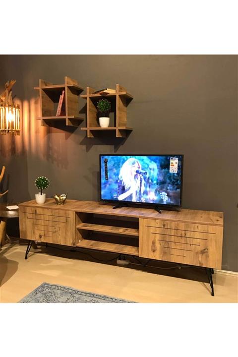 TEHOME Ceviz Kare Düz Tv Ünitesi 1010