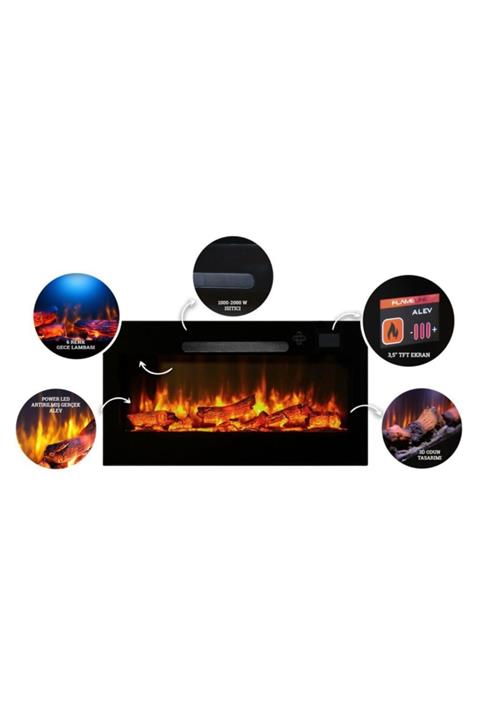 beyaz şömine 100 Cm Elektrikli Şömine