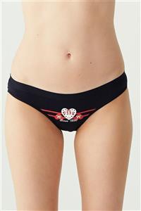 U.S. Polo Assn. 3'lü Kadın Lacivert Kalp Baskılı Slip U.s 01.66101