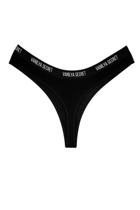 Vanilya Secret Kadın Siyah Beli Bant Lastikli Pamuklu Tanga Tekli