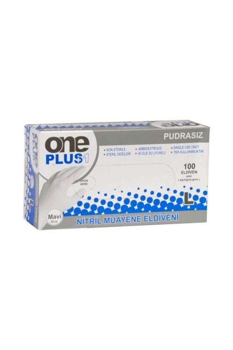 Oneplus One Plus Mavi Nitril Pudrasız Muayene Eldiveni (L)