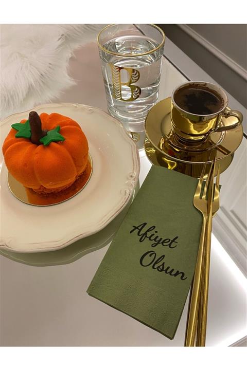 busrasdesign Afiyet Olsun Yeşil Sunum Peçetesi 20li