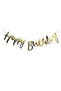 TATLI GÜNLER Gold Happy Birthday Banner