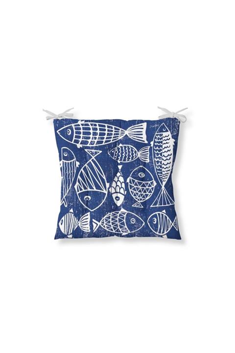 Ay Dijital Balık Desenli Pofuduk Sandalye Minderi