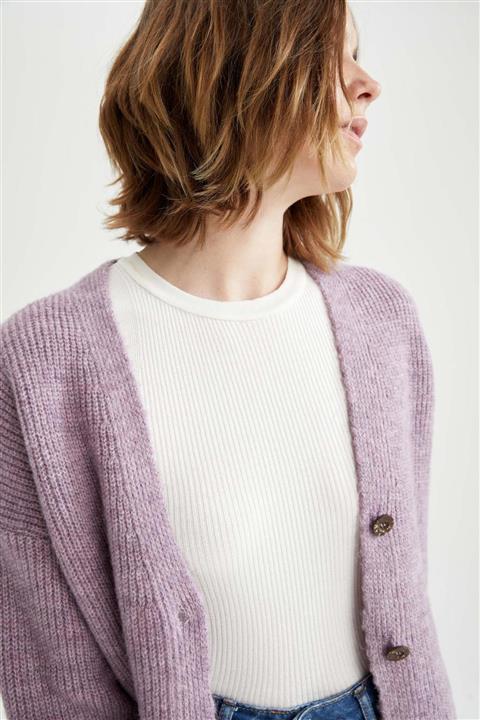 DeFacto V Yaka Düğmeli Triko Hırka