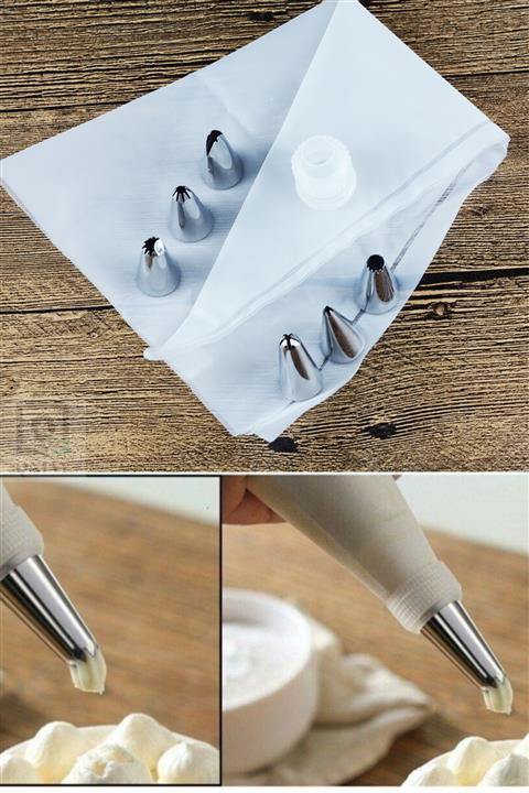 QNİAY 6 Parça Krema Sıkma Torbası Paslanmaz Çelik Uç Kek Süsleme Aparatı