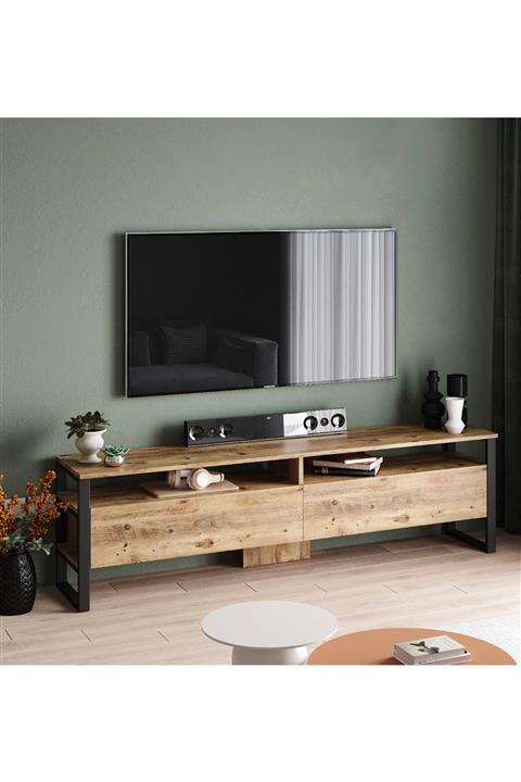 Yurudesign ML19 Iron Metal Tv Ünitesi Tv Sehpası 2 Kapaklı 180cm