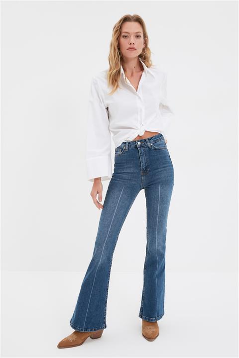 TRENDYOLMİLLA Mavi Yüksek Bel Flare Jeans TWOAW22JE1153