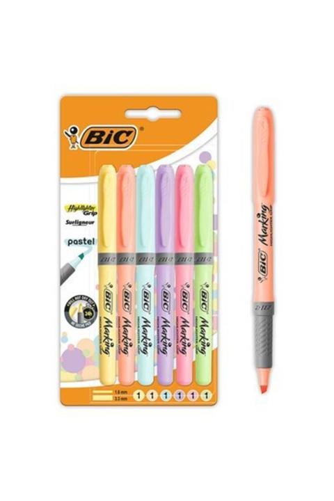 Bic Marking Highlighter Grip Pastel 6'lı Blister