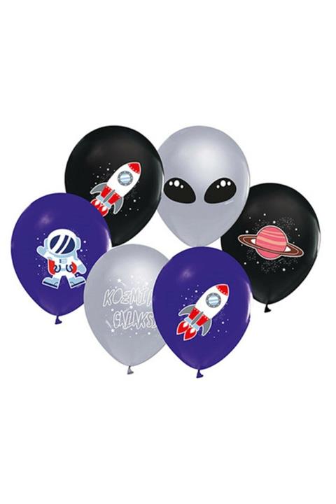 Parti dolabı 10'lu Uzay Temalı Astronot Uzayda Lateks Balon Kozmik Galaksi Baskılı 12\