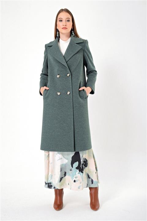 Aker Kadın Yeşil Tesettür Kaban