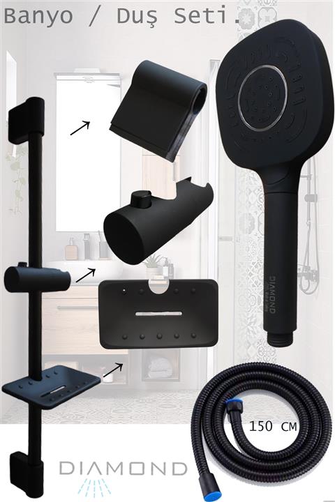 özbay ısı sanayii ö şekil Sürgülü Duş Seti Spiral El Duşu Mafsal Takımı Diamond Duş Başlığı Zincir Banyo Hortumu Banyo Takımı