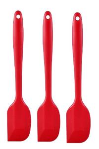 EREV Yanmaz Yapışmaz Silikon Spatula 3'lü -kırmızı