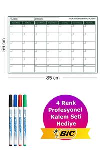 Evbuya Aylık Planlayıcı - Yapışkansız Statik Tutunan Akıllı Kağıt & Bic Velleda Tahta Kalemi Seti