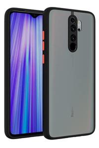 Teknoçeri Xiaomi Redmi Note 8 Pro Kenarları Renkli Kamera Korumalı Transparan Silikon Kılıf Siyah