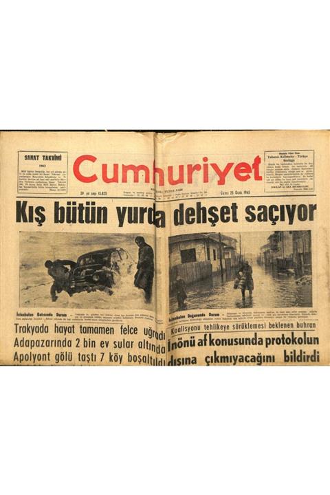 Gökçe Koleksiyon Cumhuriyet Gazetesi - 25 Ocak 1963 - Amerika Bize Yeni Silahlar Veriyor