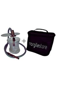 nargilestore Küçük Boy Çantalı Nargile Takımı Masa Üstü Nargile Takımı - Gri