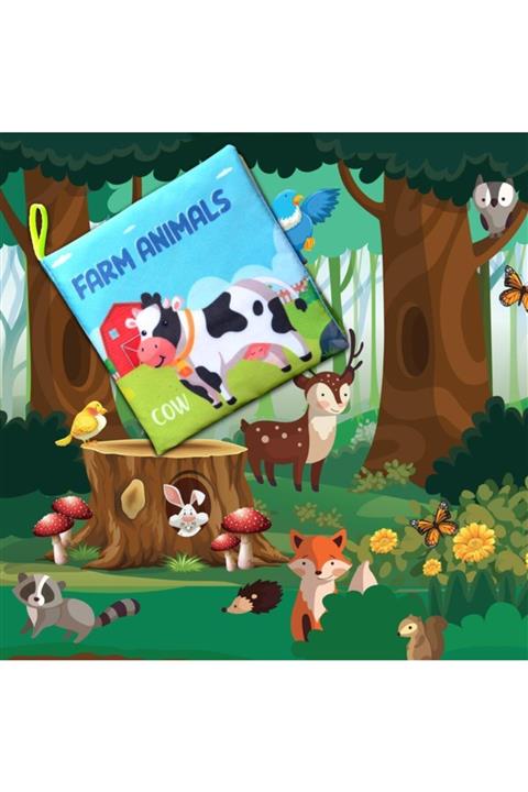 Tox Ingilizce Çiftlik Hayvanları Kumaş Sessiz Kitap E119 - Bez Kitap , Eğitici Oyuncak , Yumuşak Ve