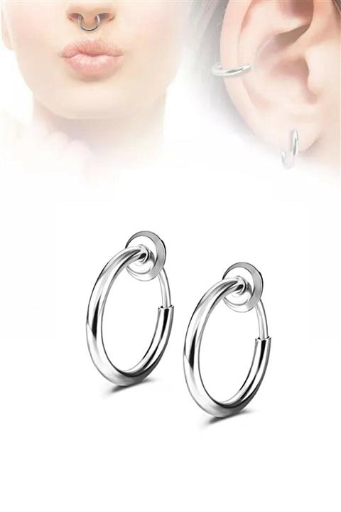 Jaida Moda Unisex 316l Cerrahi Çelik Deliksiz Fake Piercing 1 Çift