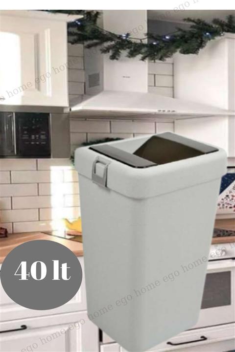 ego home Motek Gri 40 Lt Çöp Kovası Hassas Kapaklı Çöp Kutusu Pratik Kapak