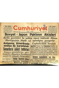 Gökçe Koleksiyon Cumhuriyet Gazetesi 17 Eylül 1939 - Sovyet-japon Paktının Akisleri - Varşova Kumandanına Son Ihtar