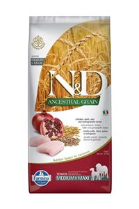 N&D Senior Medium Maxi, Düşük Tahıllı, Tavuk Ve Narlı Yaşlı Köpek Maması 12 kg