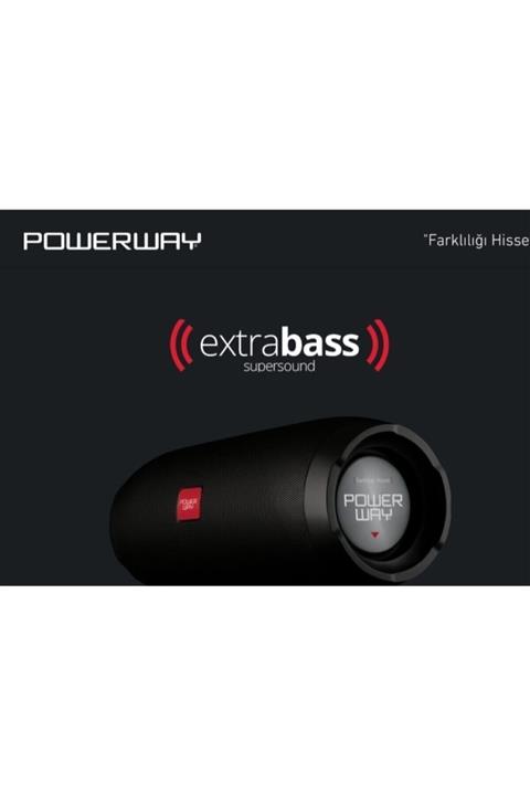 POWERWAY Wrx 08 Siyah Taşınılabilir Ses Bombası Bluetooth Extra Baas Hoparlör Speaker Fm Radyo