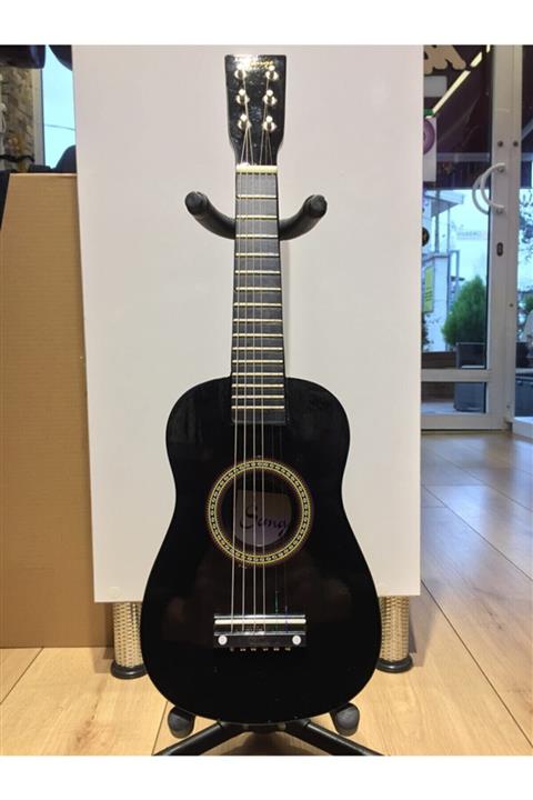 Bando Müzik Aletleri Gitar Siyah Çocuk I 60cm Ahşap 6 Telli Penalı Çocuk Gitarı Siyah