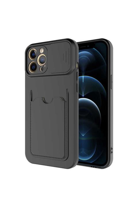 Fibaks Apple Iphone 11 Pro Max Kılıf Cüzdan Slayt Sürgülü Kamera Korumalı Kartlıklı Kart Bölmeli