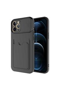 Fibaks Apple Iphone 11 Pro Max Kılıf Cüzdan Slayt Sürgülü Kamera Korumalı Kartlıklı Kart Bölmeli