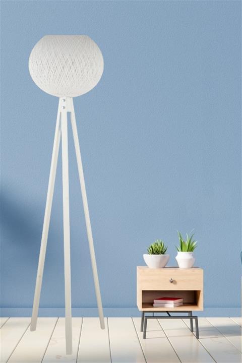 VistaHome Beyaz İp Başlık Beyaz Ayak Lambader Vista032