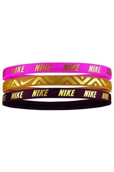 Nike Printed Metallic Headbands Assorted 3pk Unisex Pembe Antrenman Saç Bandı N.000.2504.984.os