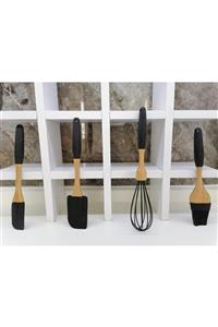 Polat Home Siyah Silikon Spatula , Fırça , Çırpıcı Set 4'lü